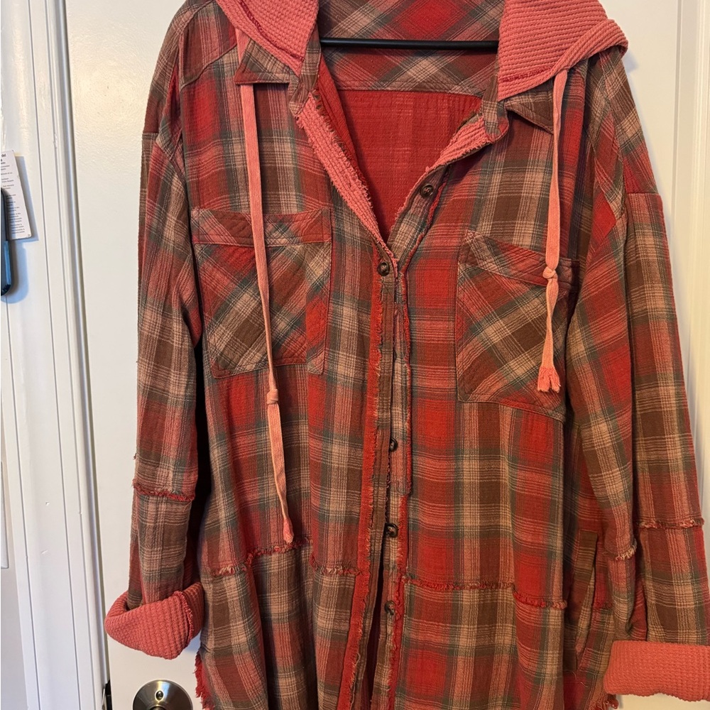 Oli & Hali Red and Pink Utility Jacket with Hood